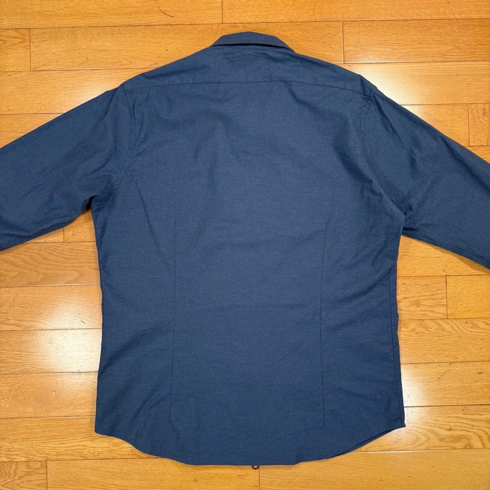 John Henric Sweden Mens Size 17.5 / 44 Blue‎ 100% Cotton Full Zip Shirt Jacket